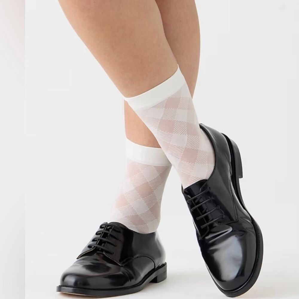 J. Crew Sheer buffalo plaid socks three-pack